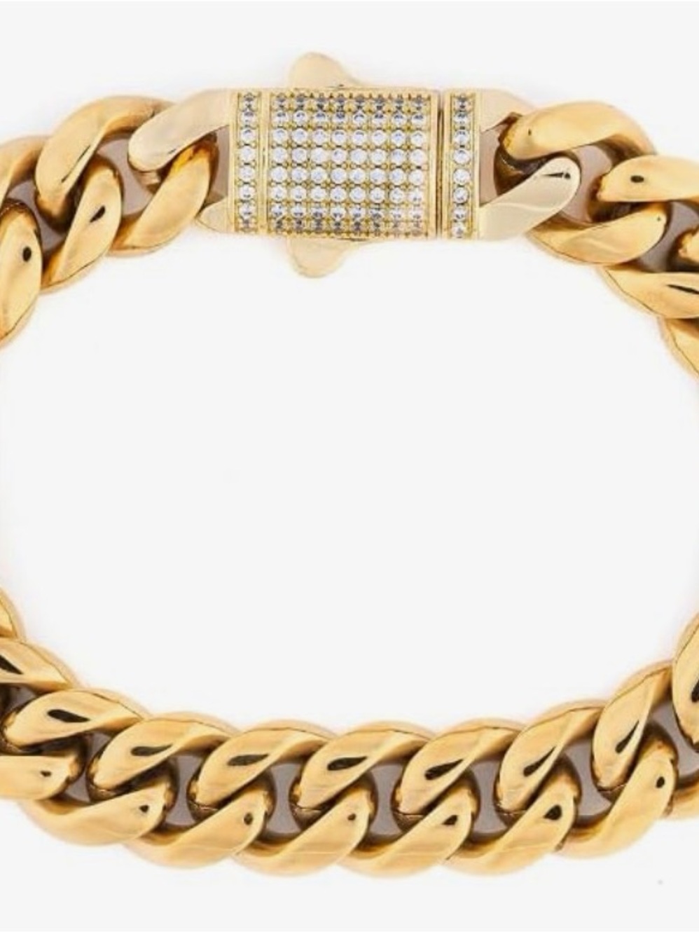 Invicta 80809 Element Gold 200 mmStainless Steel Iced Out Heavy Cuban Chain Men